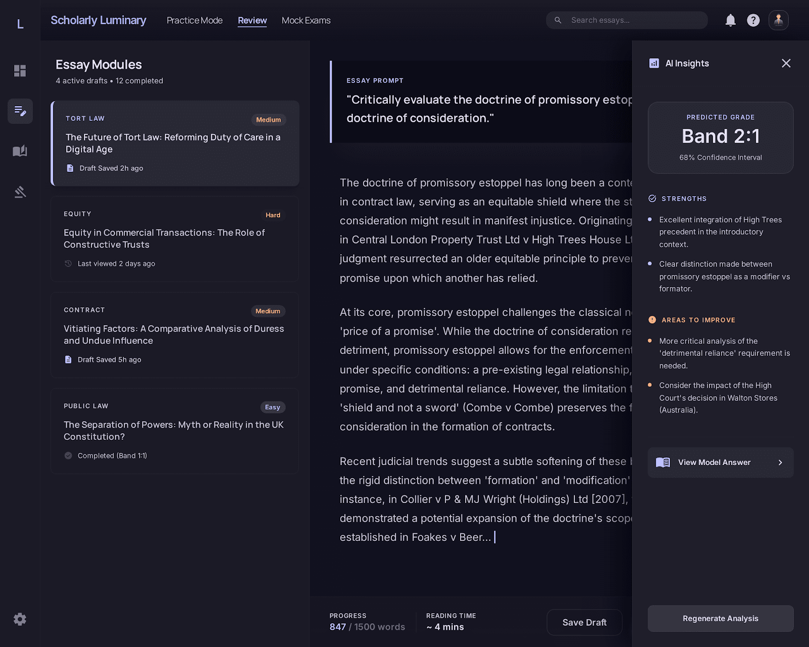 Essay questions, generated on demand