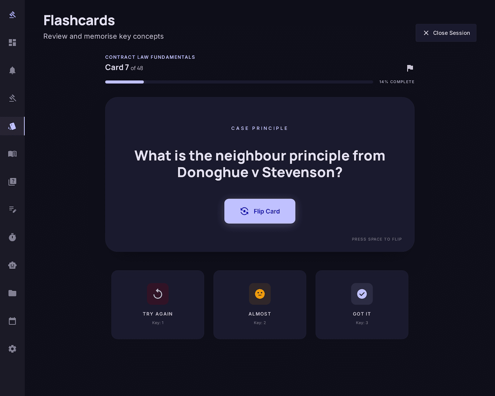 Active recall built for law